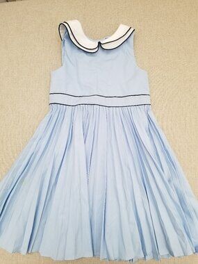 Jacadi Paris - Light Blue Pleated Sundress with Peter Pan Collar